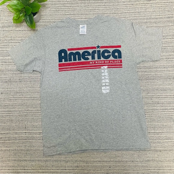 America youth boys' graphic short sleeve t-shirt Silver -size Youth Large - Picture 1 of 4